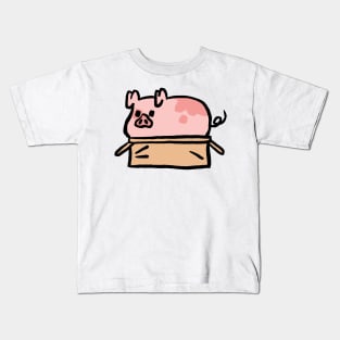 Cute Cartoon Piggy In a Box Kids T-Shirt